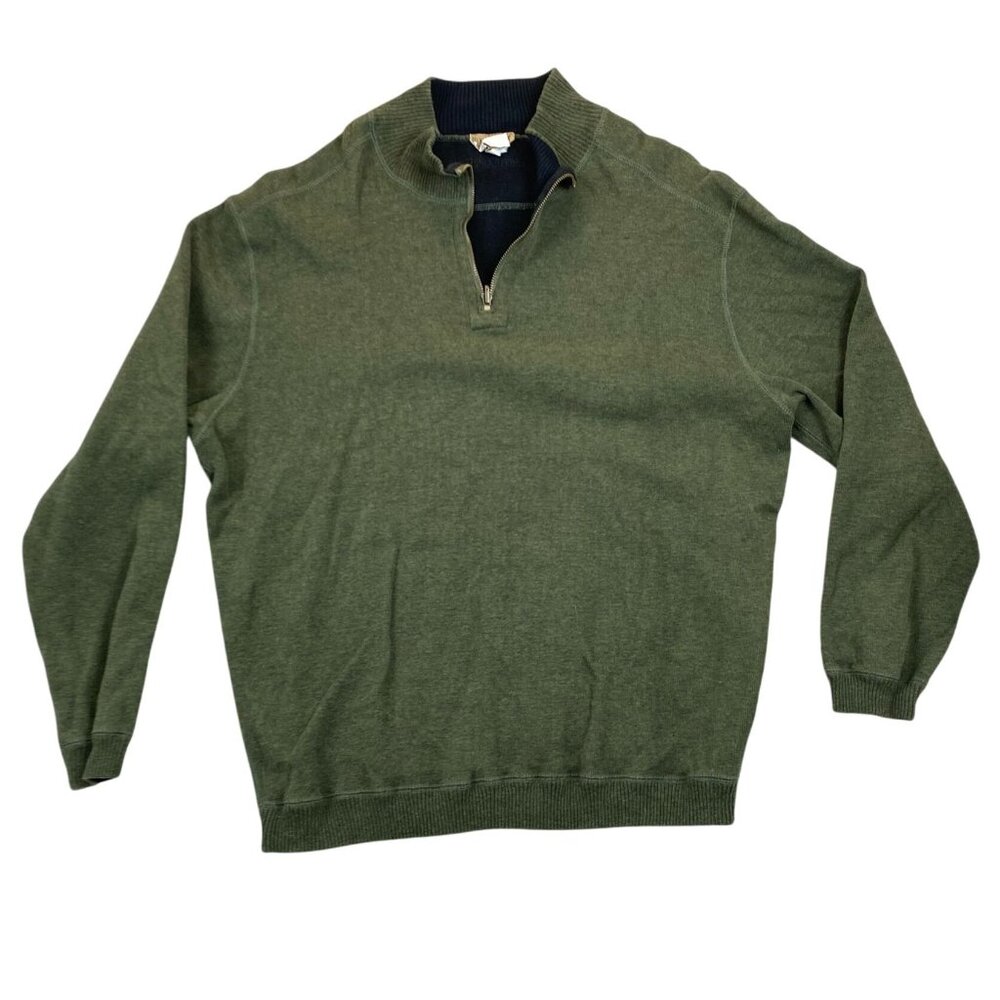 Buckhorn River Men's Sweater XXL 1/4 Zip Pullover Knit Cozy Casual Green